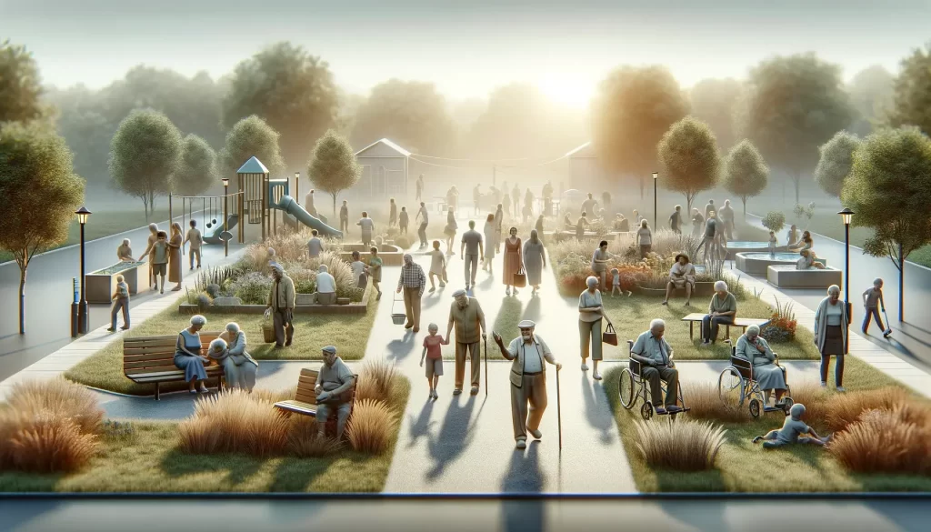 Широкий реалистичный образ, изображающий людей, освобожденных от налога на земельный участок, в светлых тонах